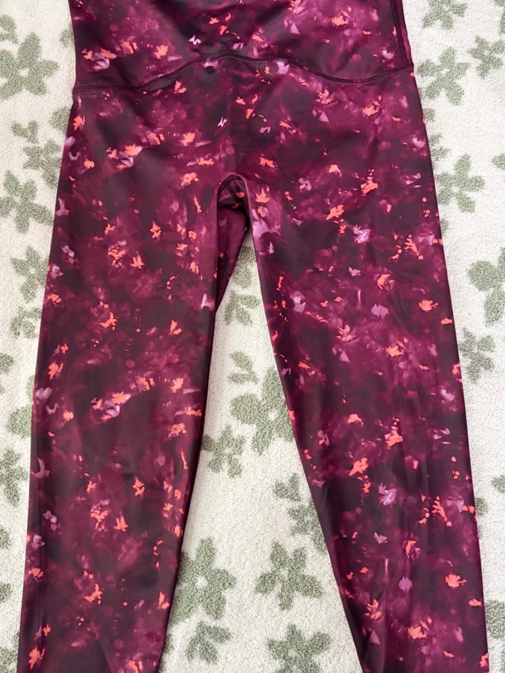SPANX Burgundy & Coral Abstract Print High-Rise Leggings
